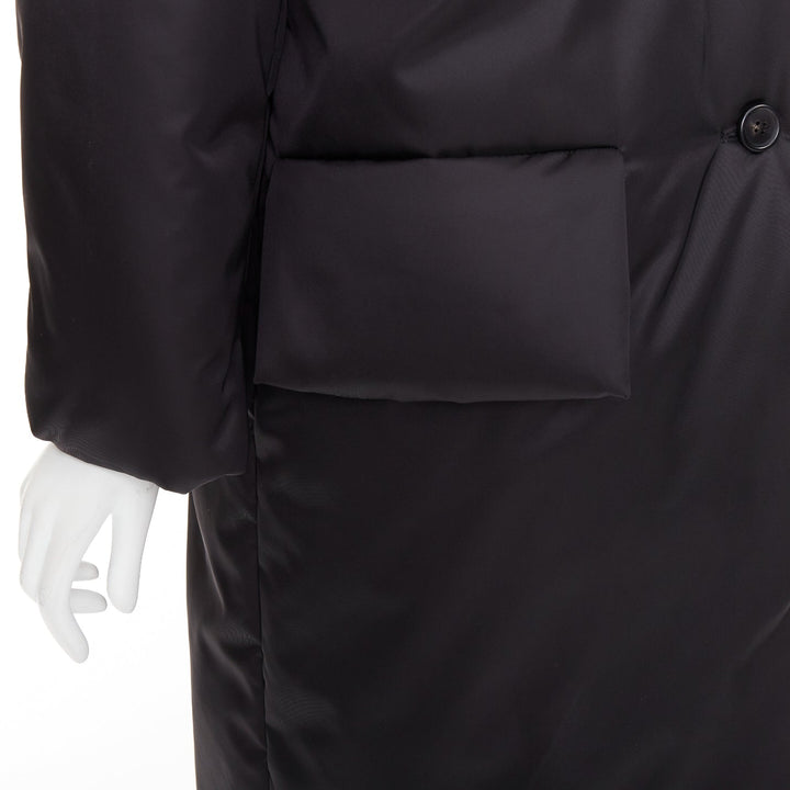 PRADA 2022 Re-Nylon black silver logo flap pocket technical puffer coat IT36 XXS