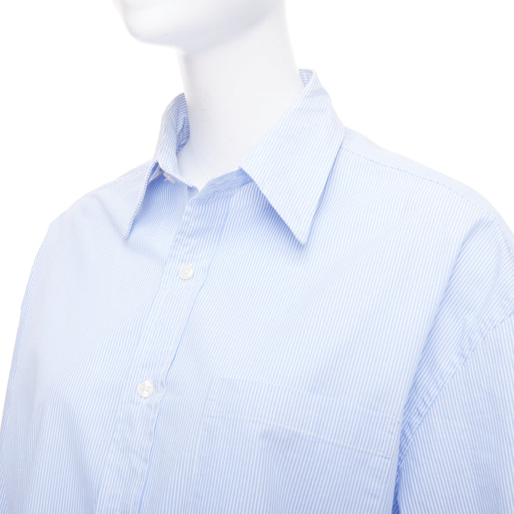 R13 SW light blue white stripe oversized cropped button up shirt S