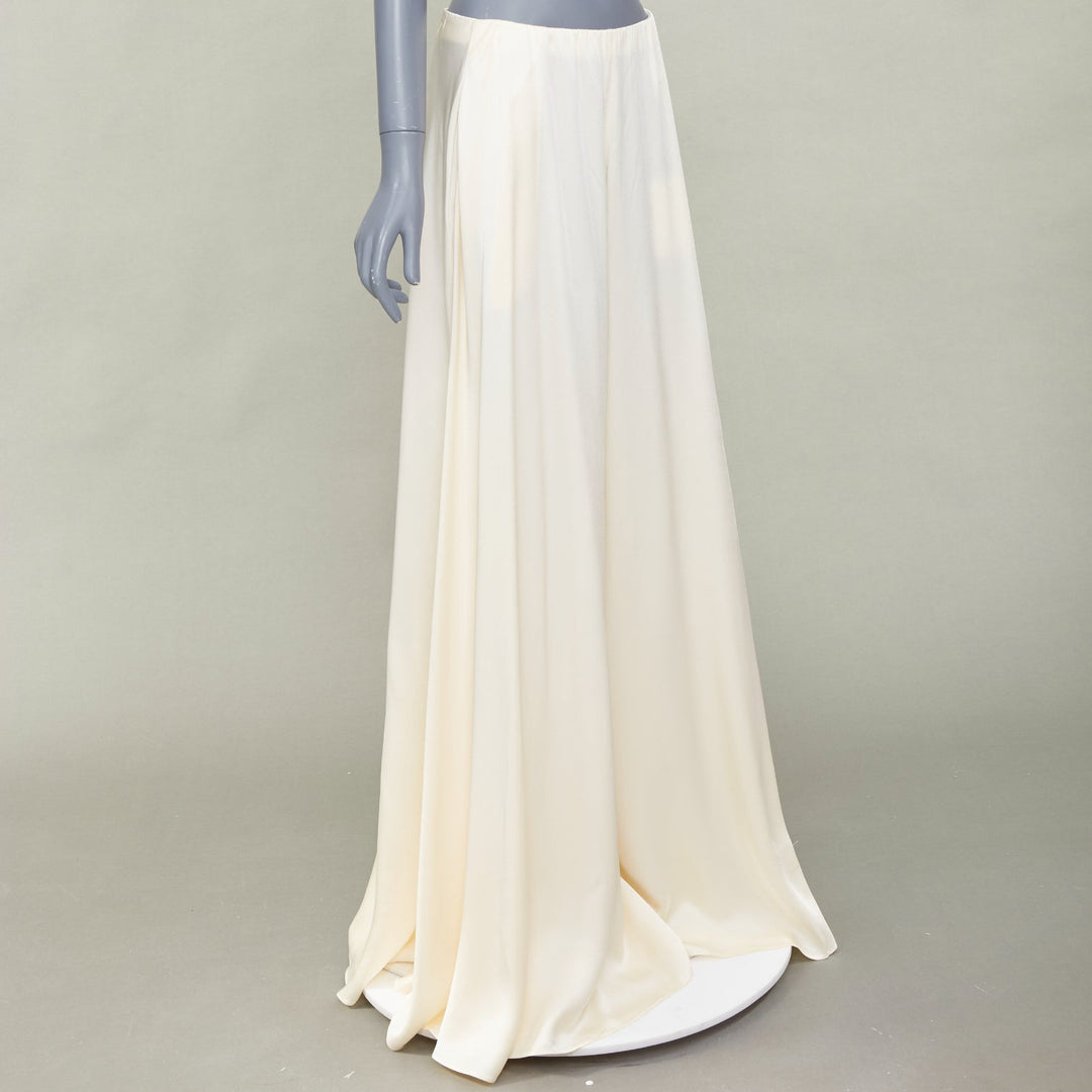 ROSETTA GETTY cream fluid satin woven palazzo utility wide leg pants US8 L