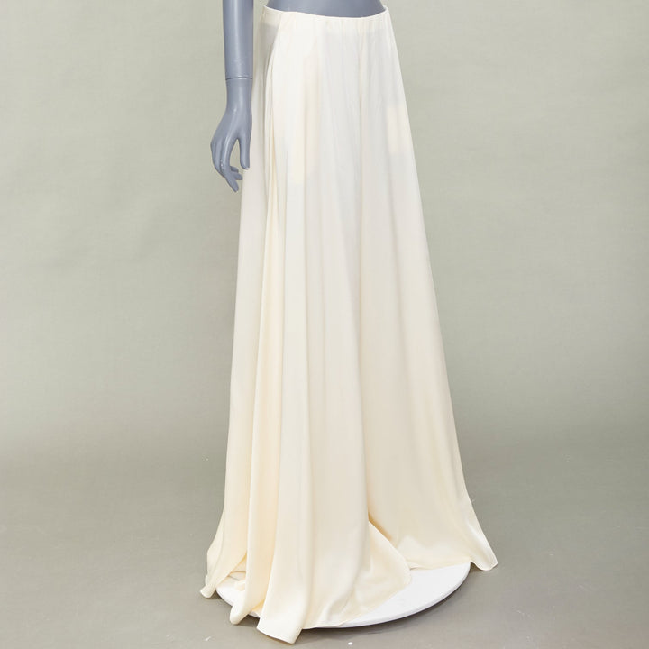 ROSETTA GETTY cream fluid satin woven palazzo utility wide leg pants US8 L