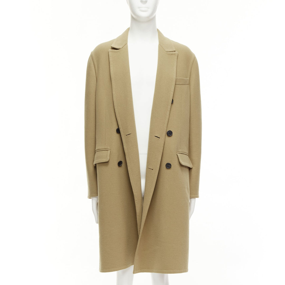LOEWE camel wool cashmere black double breasted oversized coat IT46 S