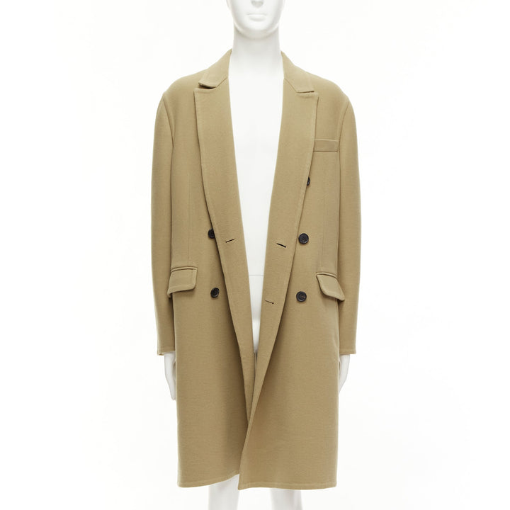 LOEWE camel wool cashmere black double breasted oversized coat IT46 S