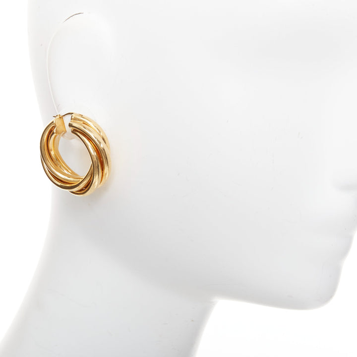 OLD CELINE Phoebe Philo Trinity Twist Swirl gold tone brass hoop earrings Pair