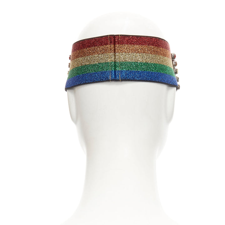 GUCCI Webby rhinestone crystal encrusted Rainbow Web headband