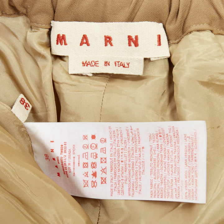 MARNI brown virgin wool white contrast piping relaxed pajama trousers IT38 XS