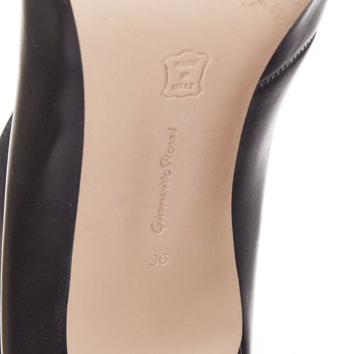GIANVITO ROSSI Vania 85 black leather slit vamp heeled pumps EU36