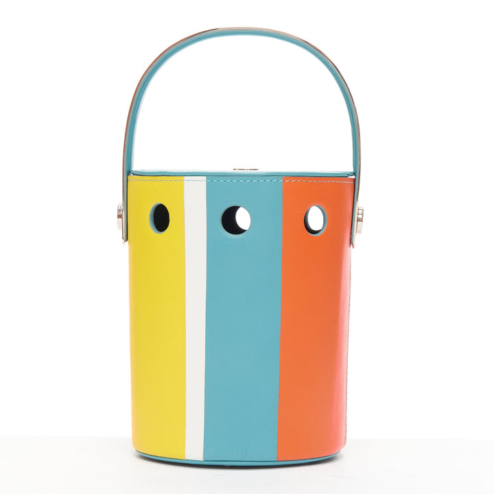 PERRIN Le Mini Seau multicolor colorblock silver logo bucket shoulder bag