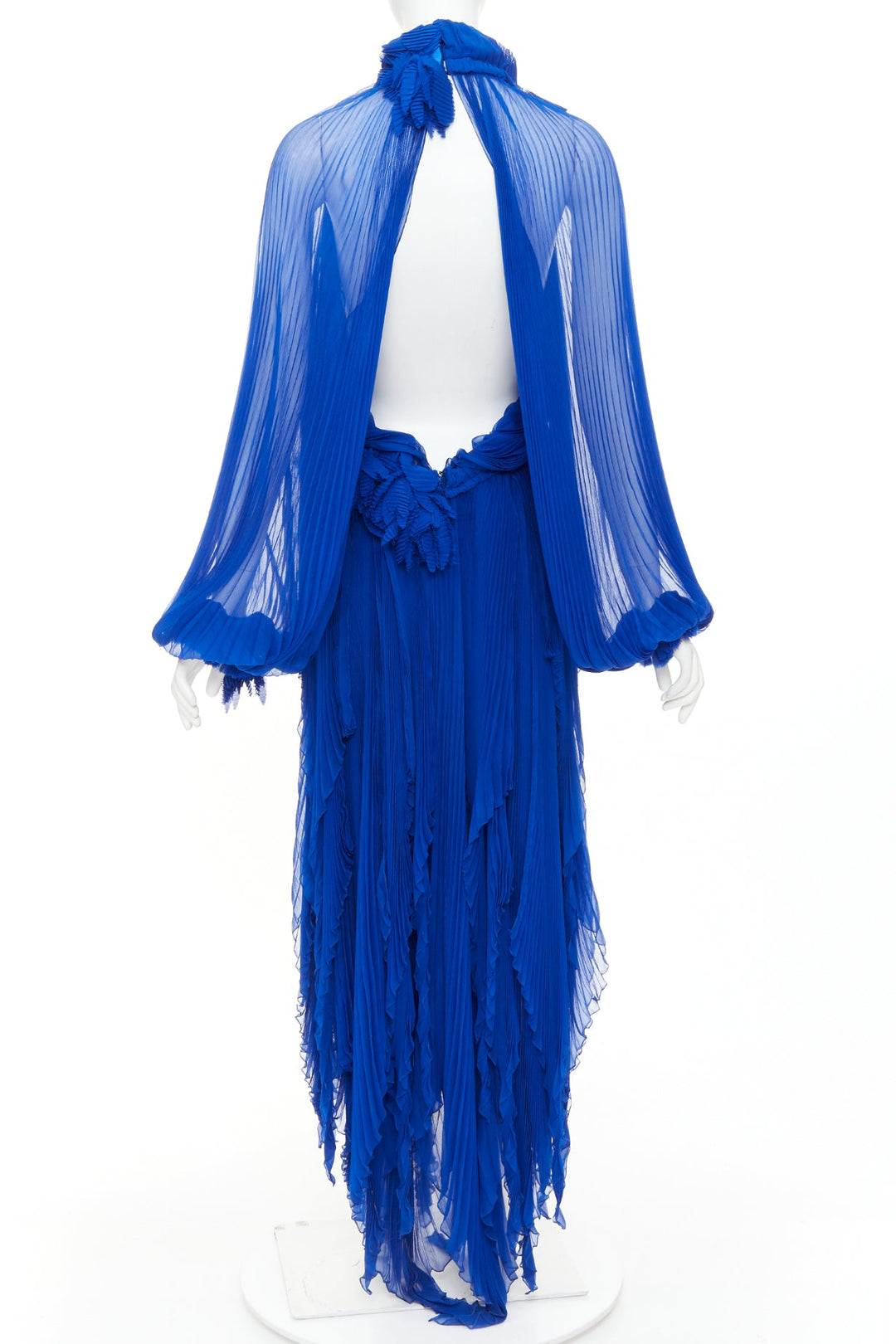 rare ALEXANDRE VAUTHIER COUTURE AW2022 Runway Lognon blue floral pleated gown