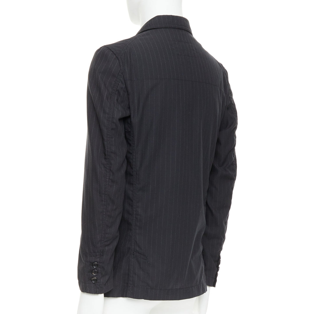 COMME DES GARCONS Homme Deux 2018 grey pinstriped pocketed blazer S