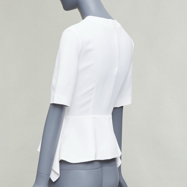 MIU MIU 2013 cream acetate blend peplum half sleeve top IT38 XS