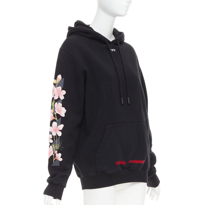 OFF WHITE SSENSE Exclusive black diagonal cherry embroidered hoodie XS
