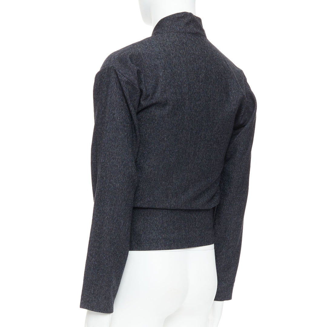 CHRISTOPHE LEMAIRE 100% wool grey cross wrapped cropped cardigan sweater Sz 3