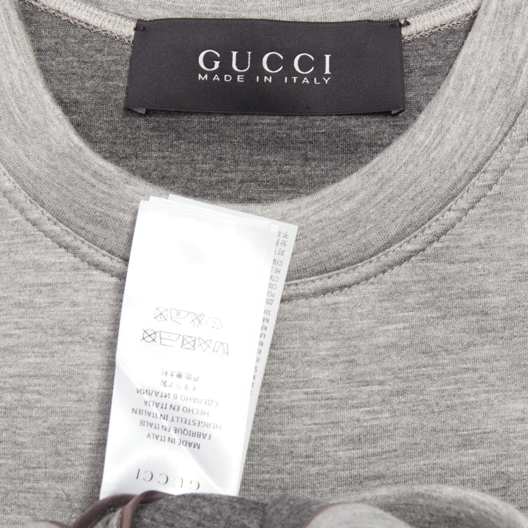 GUCCI 2015 grey neoprene crystal embroidered Swallow sweatshirt S