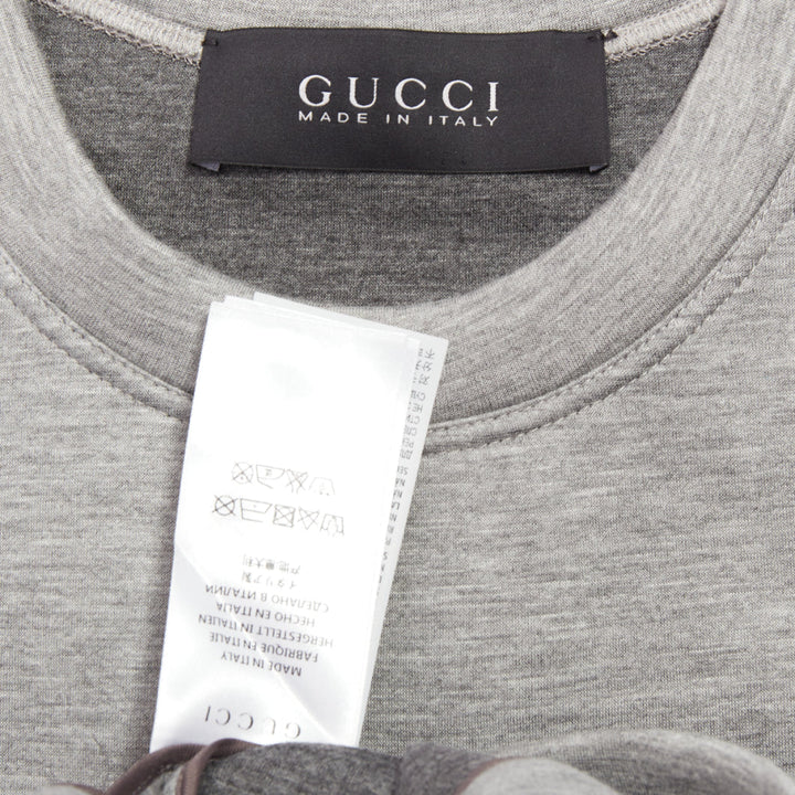 GUCCI 2015 grey neoprene crystal embroidered Swallow sweatshirt S