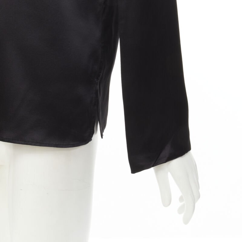 GIVENCHY 2015 Riccardo Tisci 100% silk black cape slit sleeve top FR34 XS