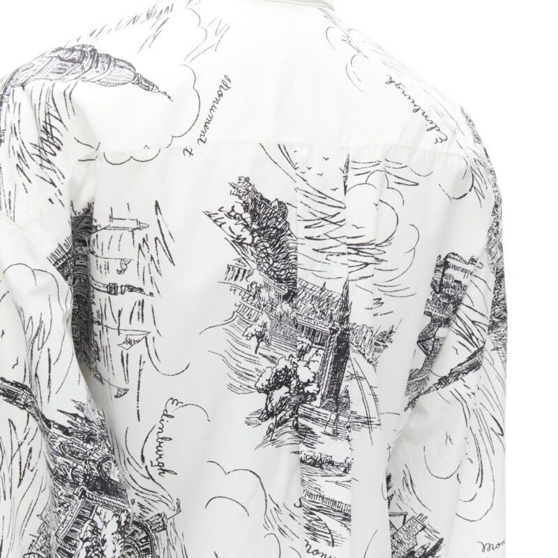 PHILOSOPHY DI LORENZO SERAFINI white landmark illustration cotton shirt IT38 XS