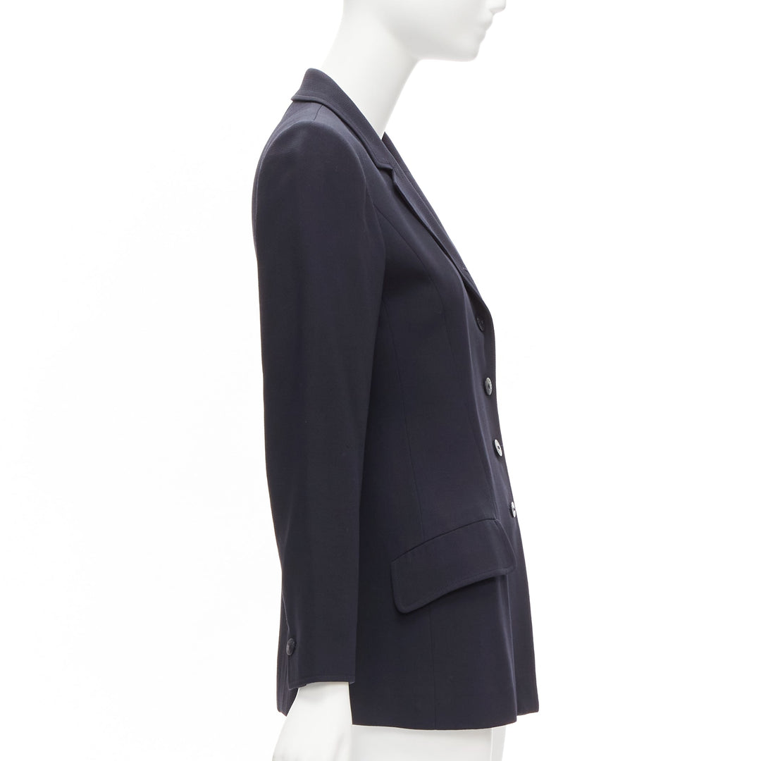 CHANEL Karl Lagerfeld 98A Vintage navy wool CC button blazer FR36 S
