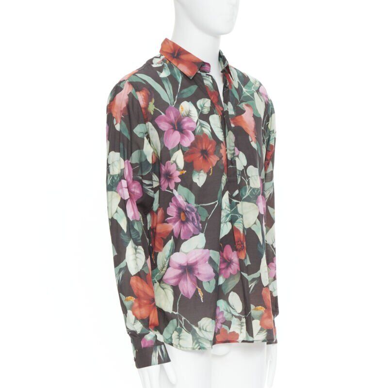 DOLCE GABBANA Hawaiian floral print cotton long sleeve casual shirt EU38 S