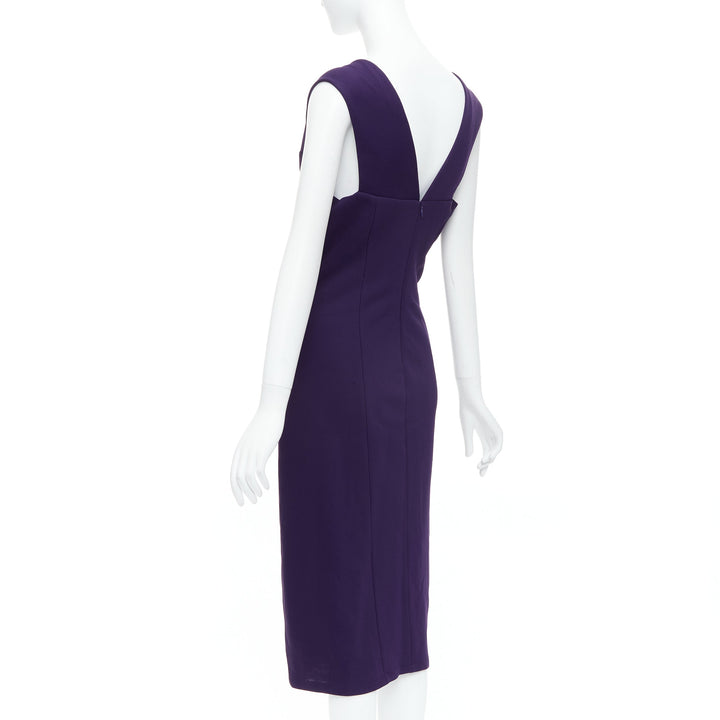 DONNA KARAN Fluid Crepe Double eggplant purple sheath dress L