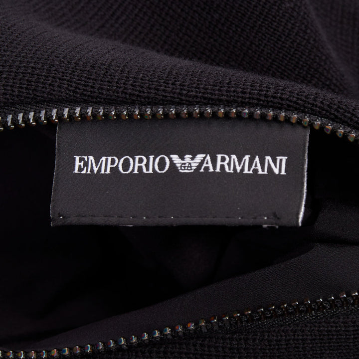 EMPORIO ARMANI Reversible black cotton full zip silver logo bomber jacket XL