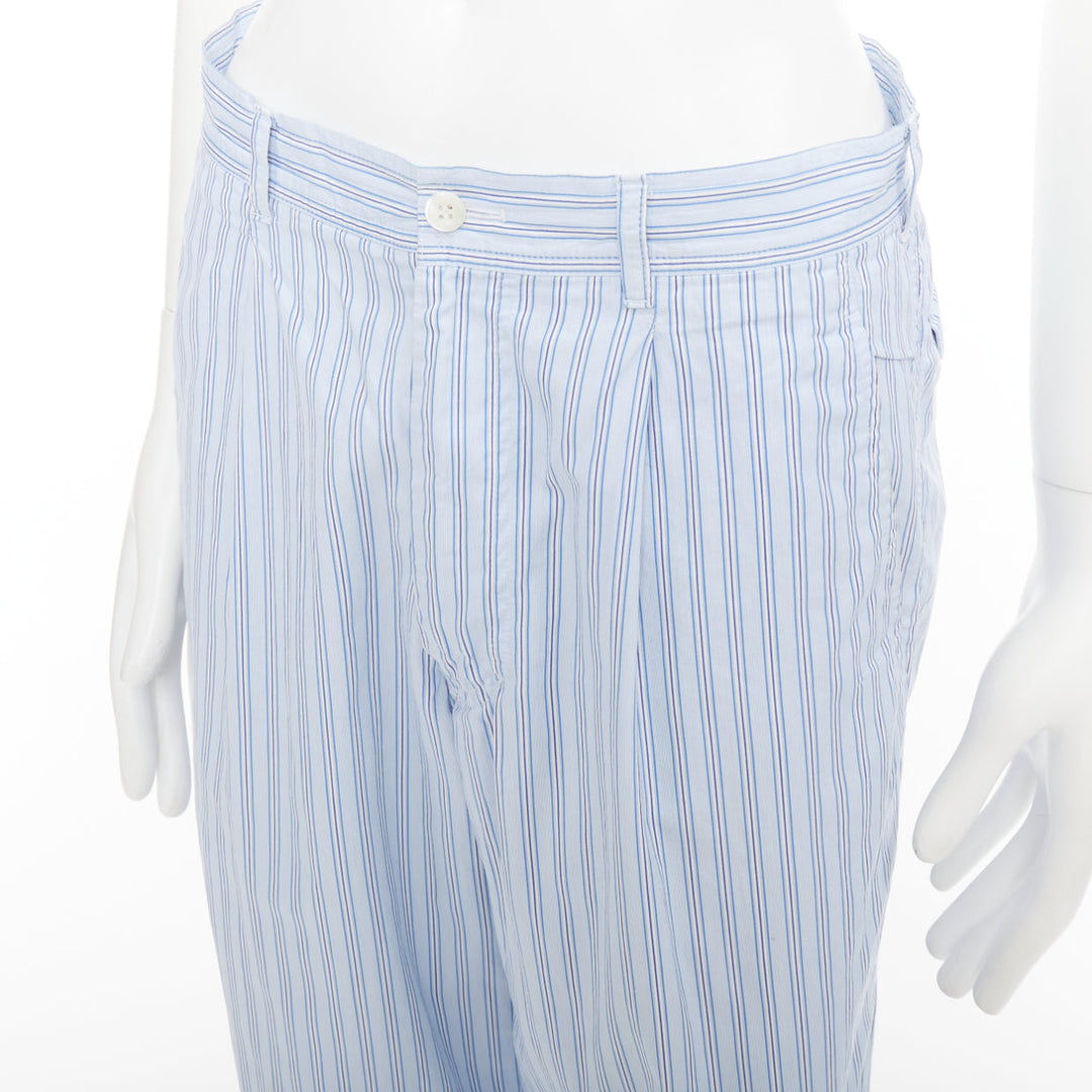 COMME DES GARCONS Shirt blue striped cotton poplin pajama style pants S