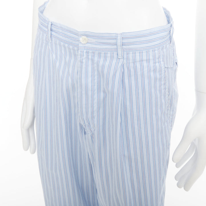 COMME DES GARCONS Shirt blue striped cotton poplin pajama style pants S