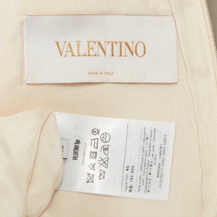 VALENTINO 2014 Bridal Crepe Couture leather petal collar ivory dress IT40 S