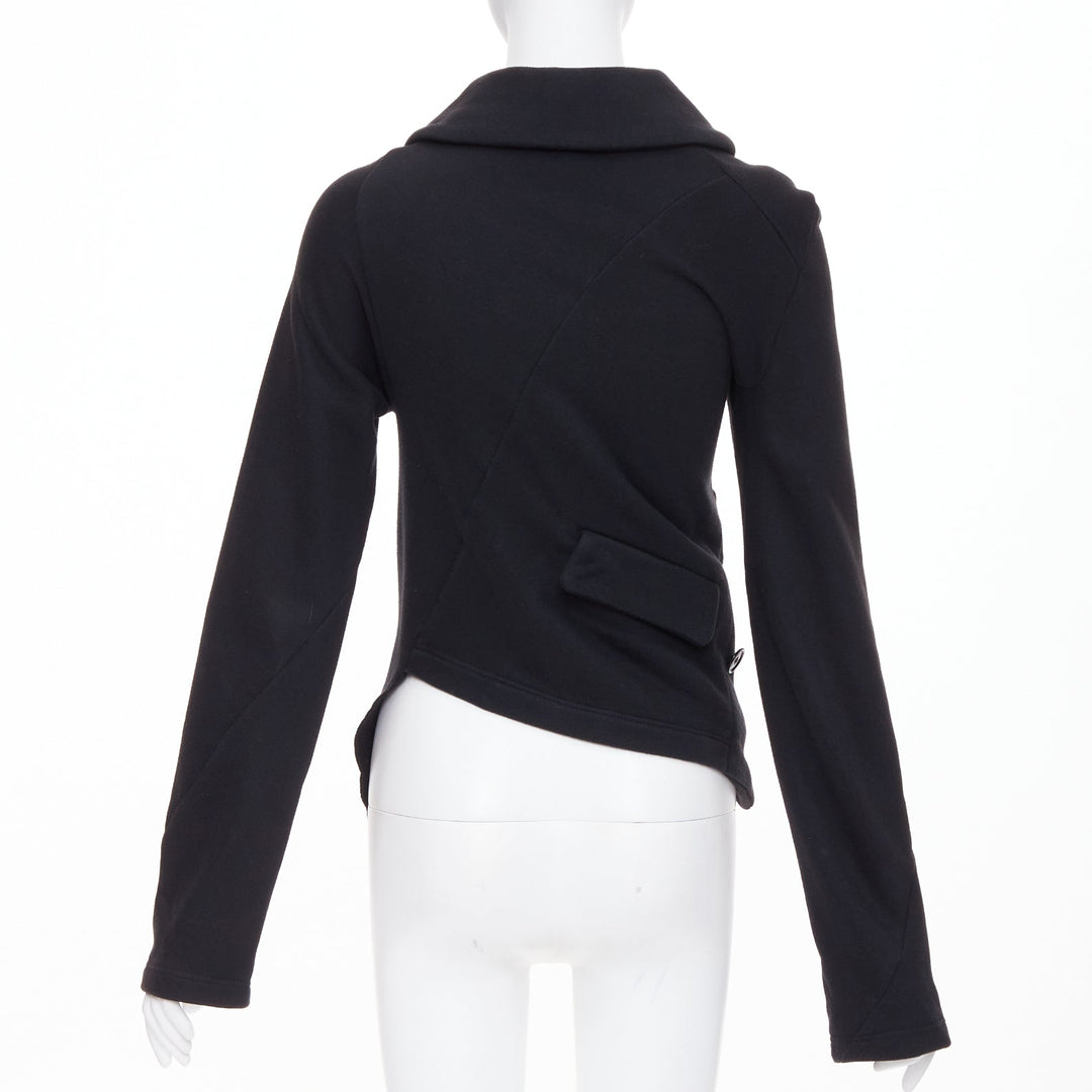 COMME DES GARCONS CDG black wool asymmetric twisted button jacket