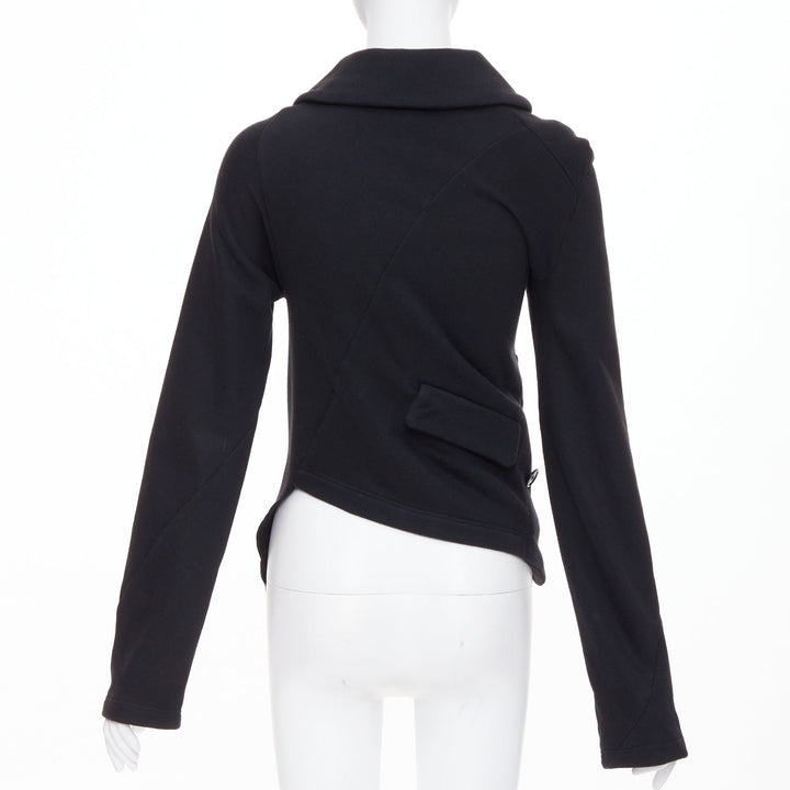 COMME DES GARCONS CDG black wool asymmetric twisted button jacket