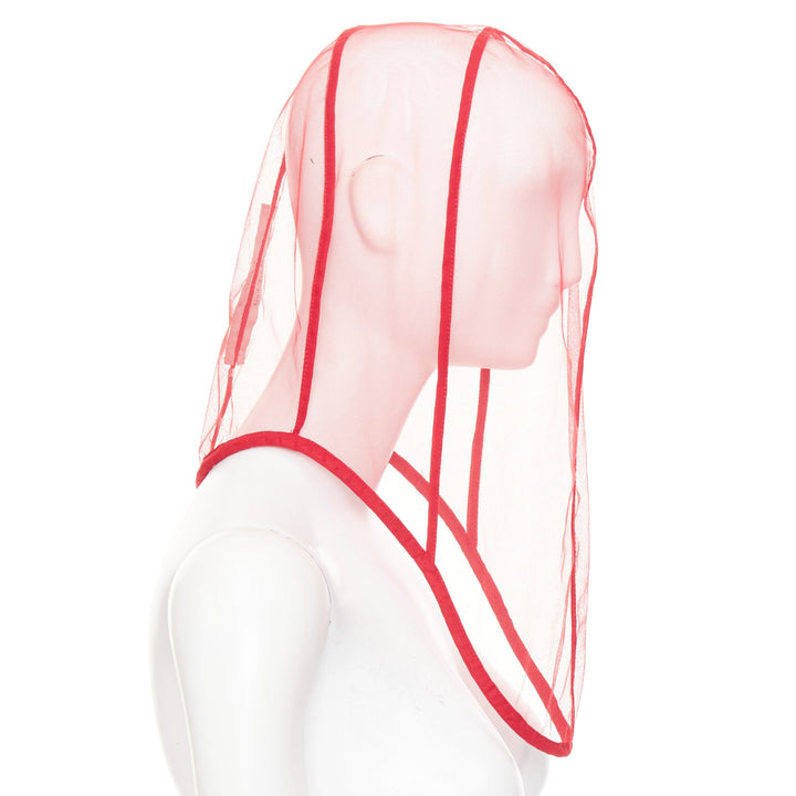 rare RICK OWENS 2024 Lido Runway sheer nylon tulle helmet mask hood veil S