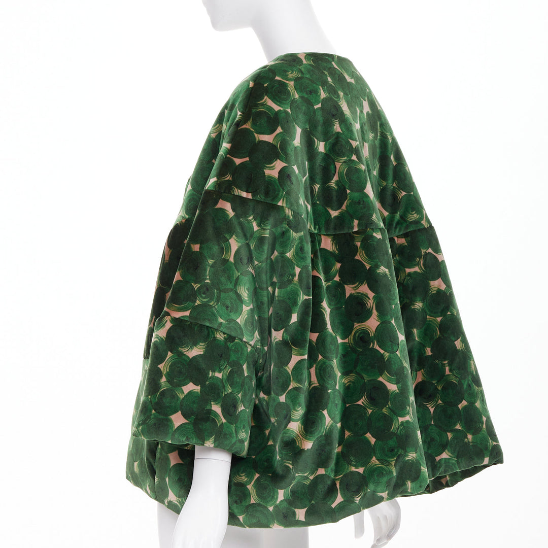 DRIES VAN NOTEN 2024 Violini Abstract Print green velvet cocoon jacket M