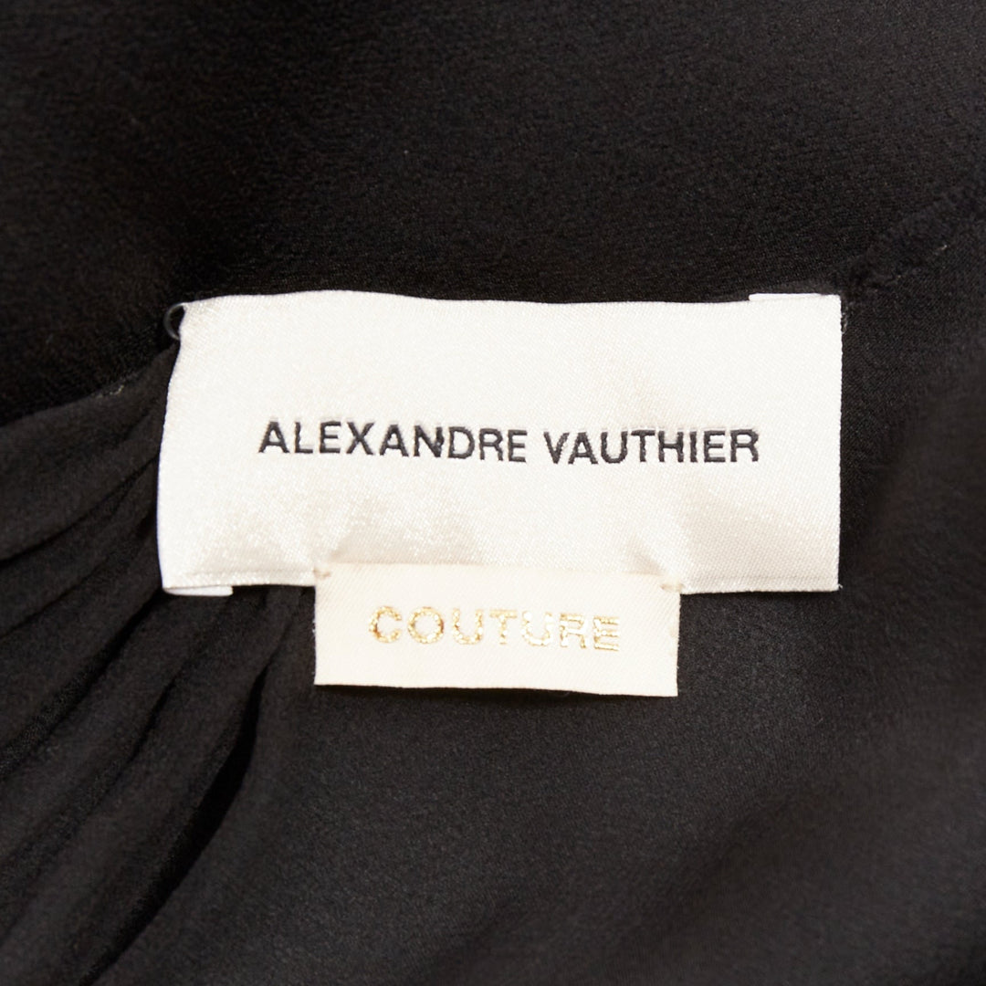 ALEXANDRE VAUTHIER COUTURE black sheer flowey cape sleeve asymmetric cape kaftan