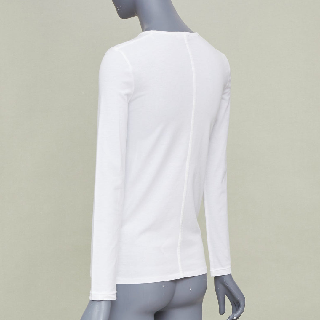 THE ROW Core Essentials Back Seam optic white combed cotton long sleeve top XS