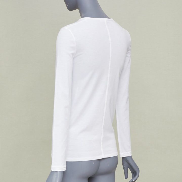 THE ROW Core Essentials Back Seam optic white combed cotton long sleeve top XS