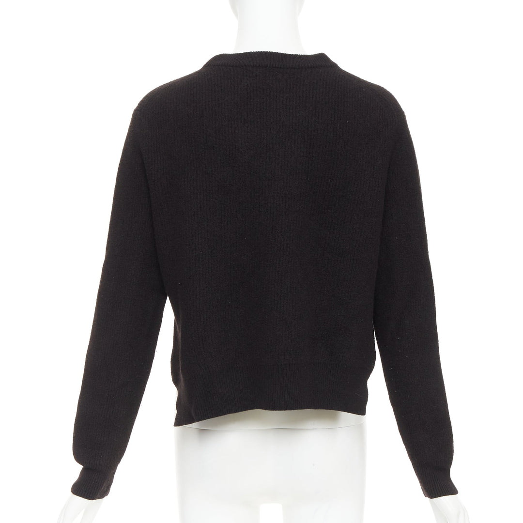 ACNE STUDIOS 2014 Misty Boiled black merino wool crop zip side pullover XS
