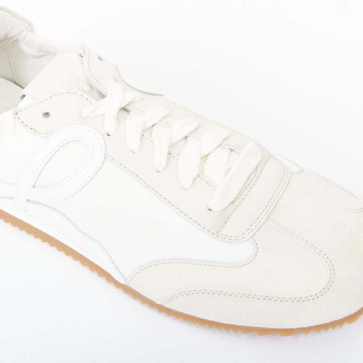 LOEWE Flow Runner white nylon light beige suede classic low top sneaker EU38 US8