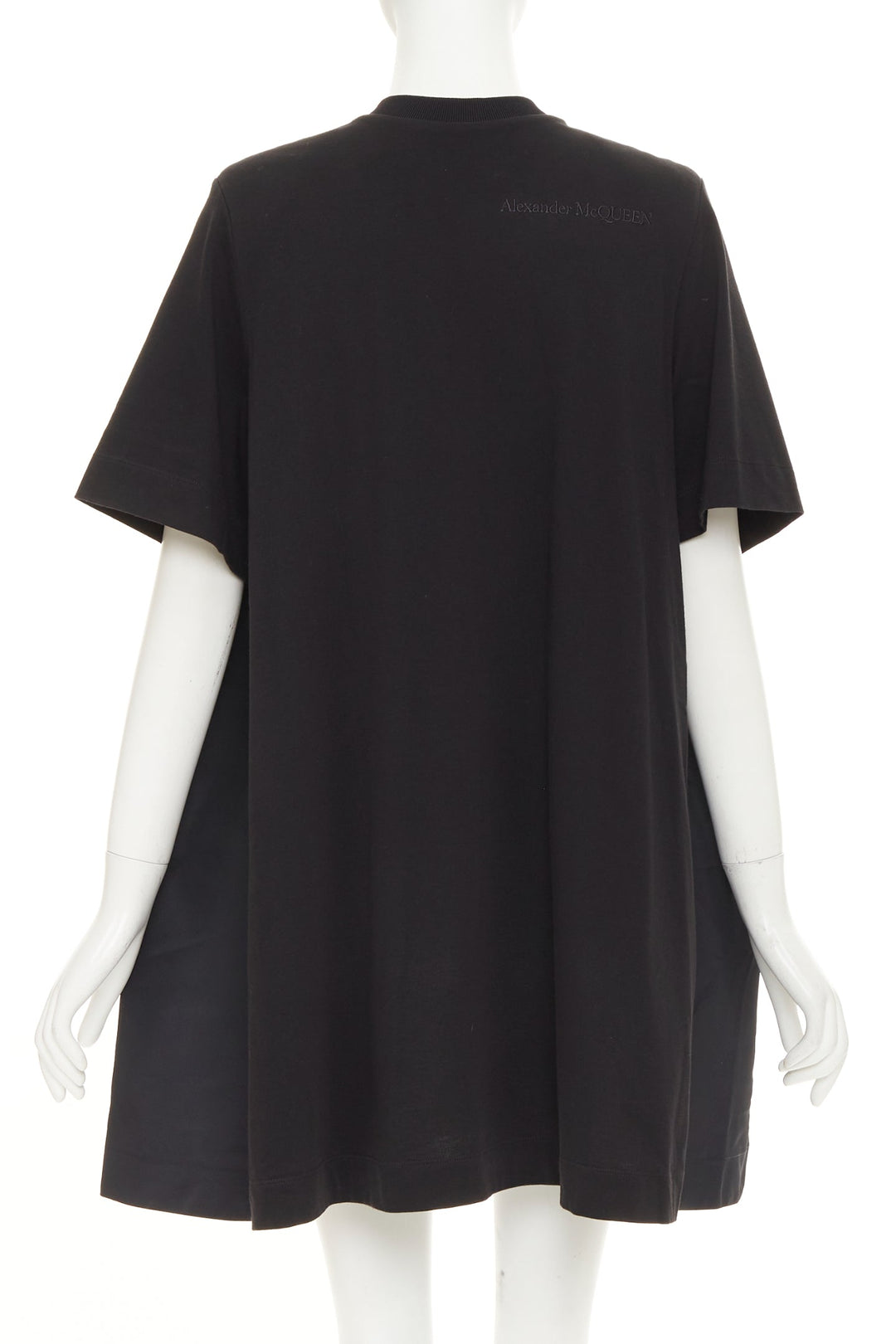 ALEXANDER MCQUEEN 2021 Hybrid Flared Back black cotton jersey dress IT40 S