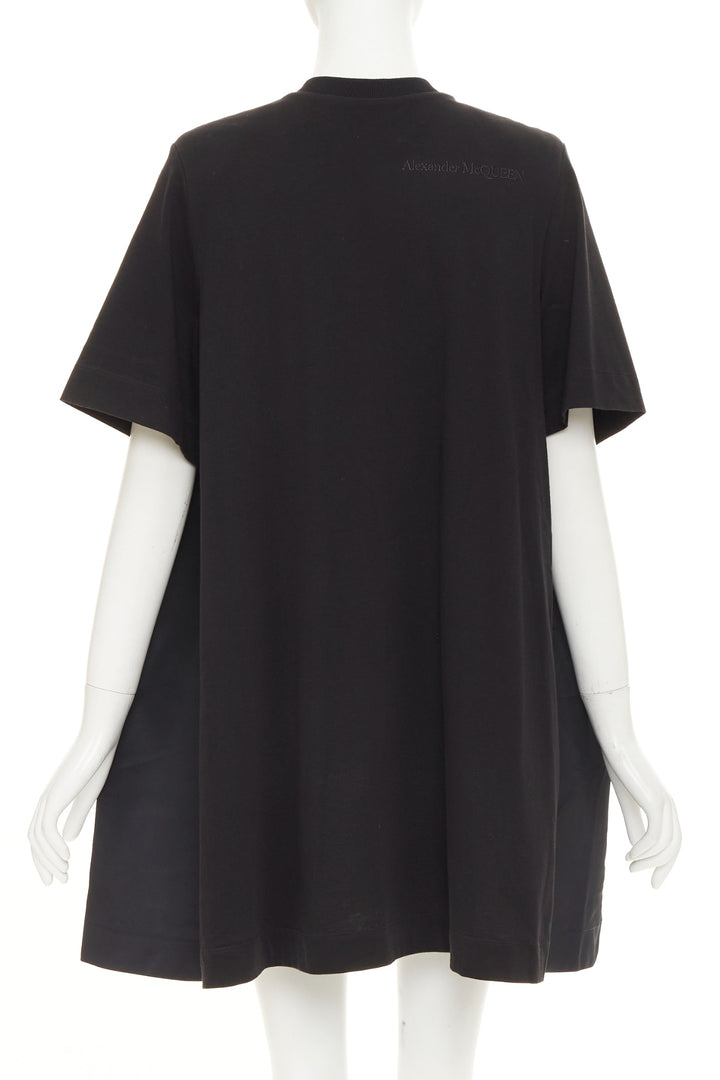 ALEXANDER MCQUEEN 2021 Hybrid Flared Back black cotton jersey dress IT40 S