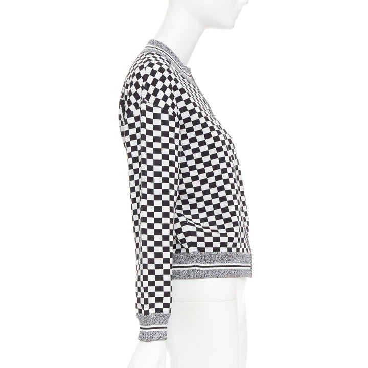 CHRISTIAN DIOR 2018 J'ADior black checkered silk cotton zip up jacket FR38 M