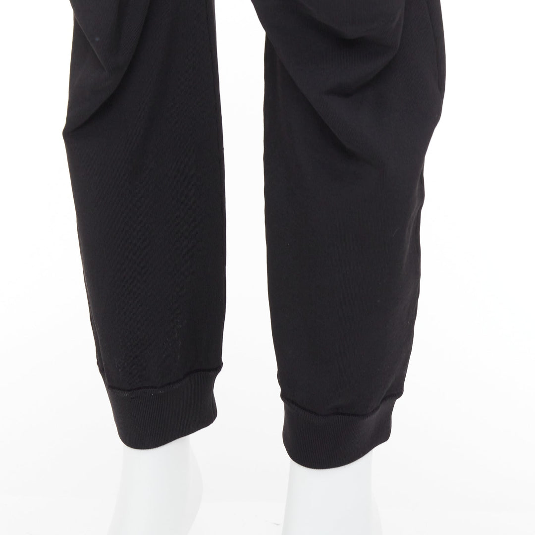 BALENCIAGA black hidden drawstring knee darts cropped jogger pants