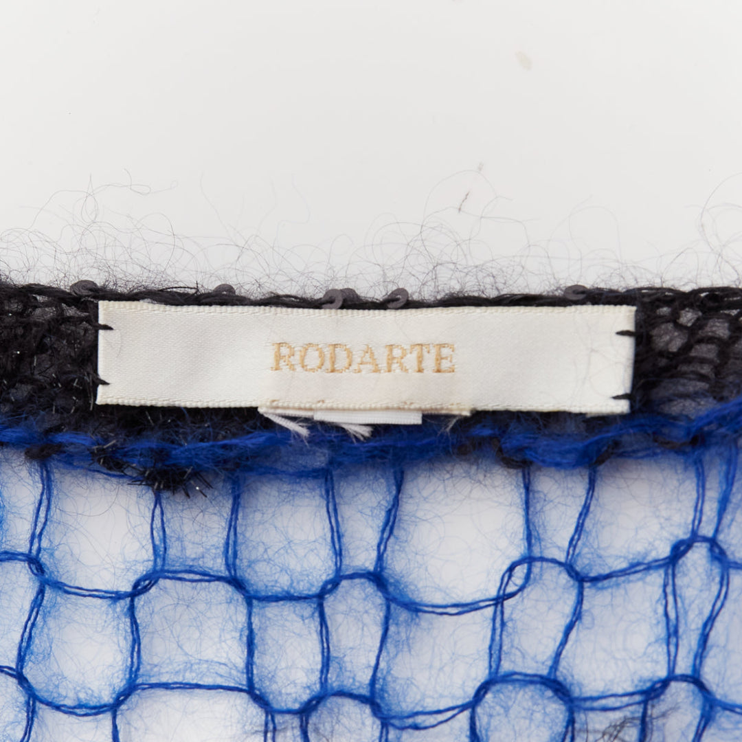 RODARTE Signature blue pink silver lurex open loose knit cardigan sweater