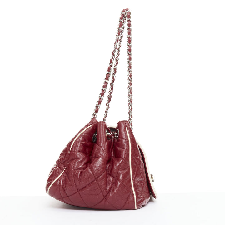 CHANEL East West Accordion Flap red Bordeaux silver chain flap bag