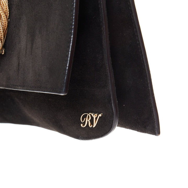 ROGER VIVIER 2017 Club Chain suede gold chain tassel buckle RV evening clutch