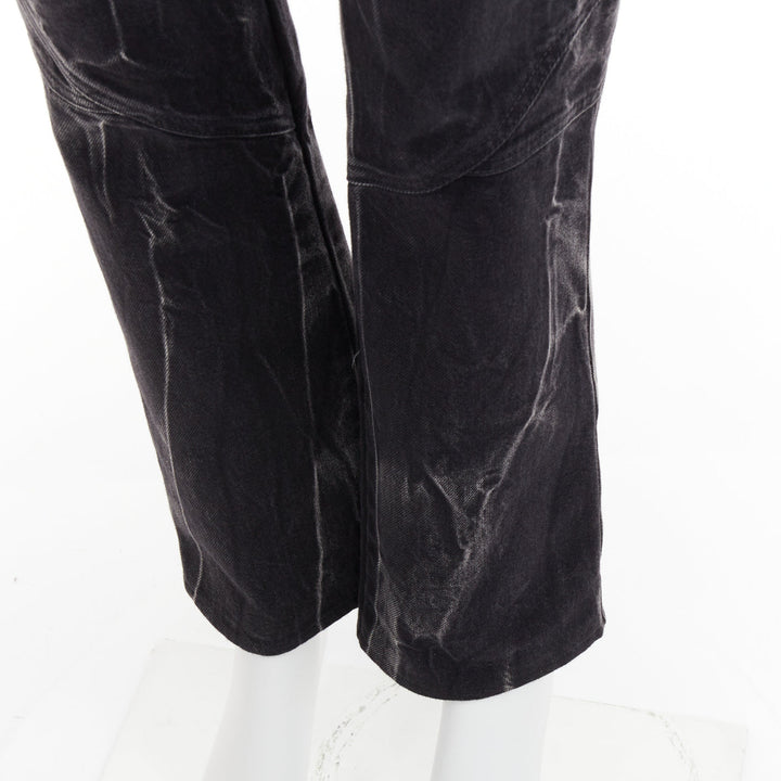 GIVENCHY grey acid washed cotton lightning topstitch panelled jeans 29"