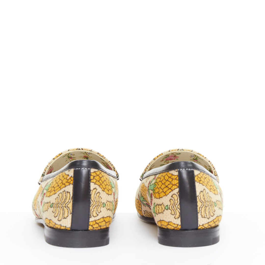 GUCCI 2019 Jordaan Garden Livia Carpenzano Pineapple canvas horsebit loafer EU37