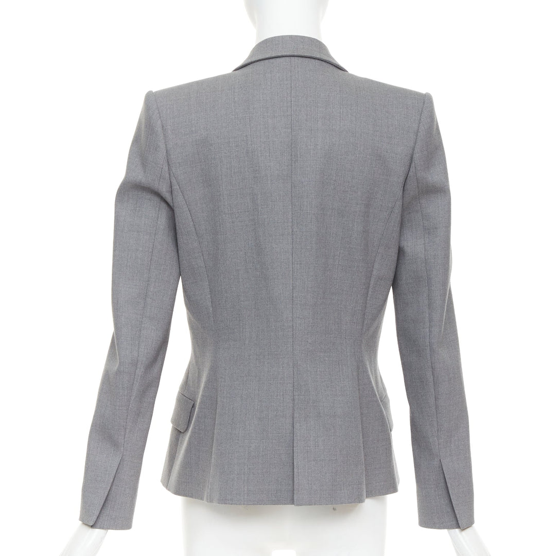ALEXANDRE VAUTHIER COUTURE grey wooly peak lapel single breasted blazer jacket