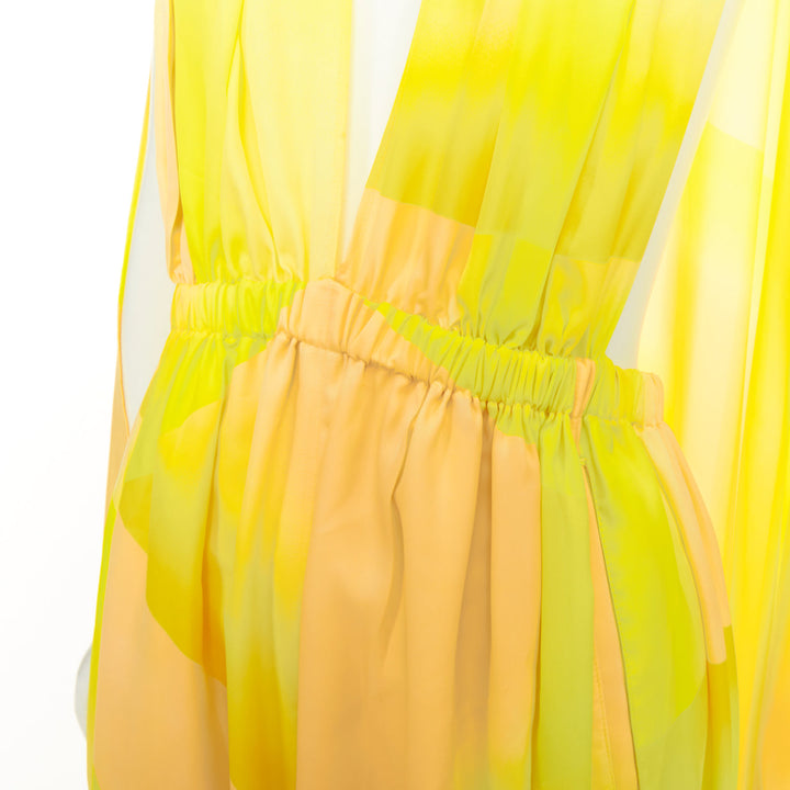ISSEY MIYAKE Yellow Abstract Water Color Cape Back Jumpsuit jumpsuit JP2 M