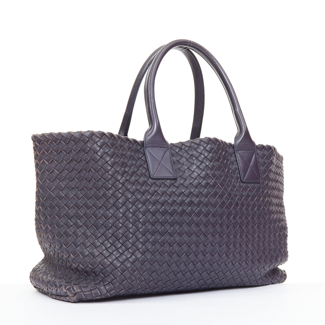 BOTTEGA VENETA Cabat Medium Limited navy blue woven lambskin slouchy tote bag