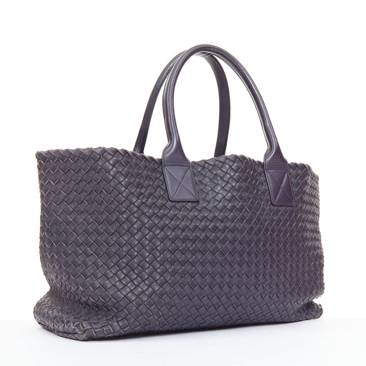 BOTTEGA VENETA Cabat Medium Limited navy blue woven lambskin slouchy tote bag
