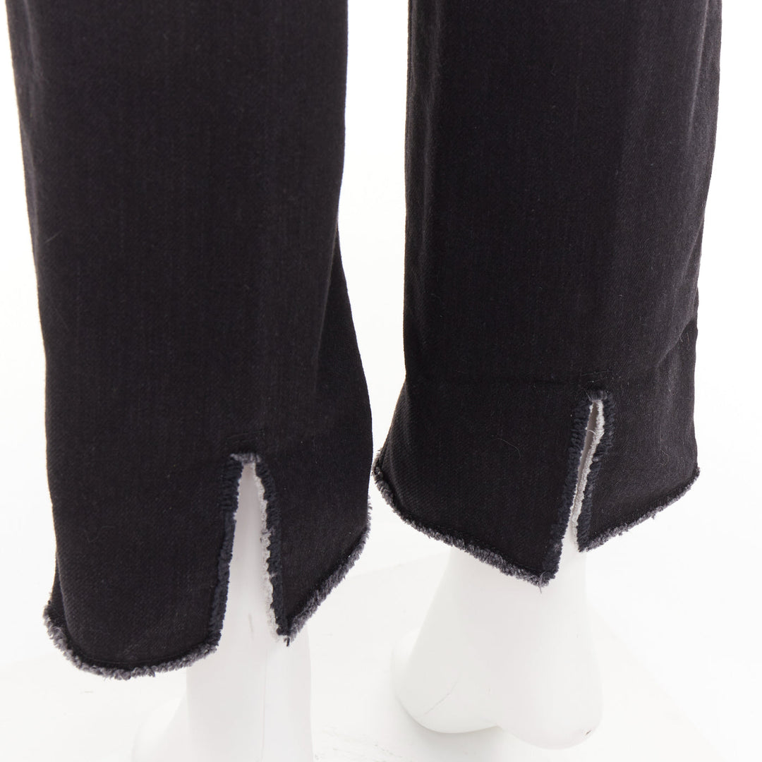 OLD CELINE Phoebe Philo black cotton denim raw  slit straight leg jeans FR36 S